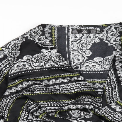 Missguided Womens Black Geometric Polyester Basic Blouse Size 10 V-Neck