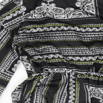 Missguided Womens Black Geometric Polyester Basic Blouse Size 10 V-Neck