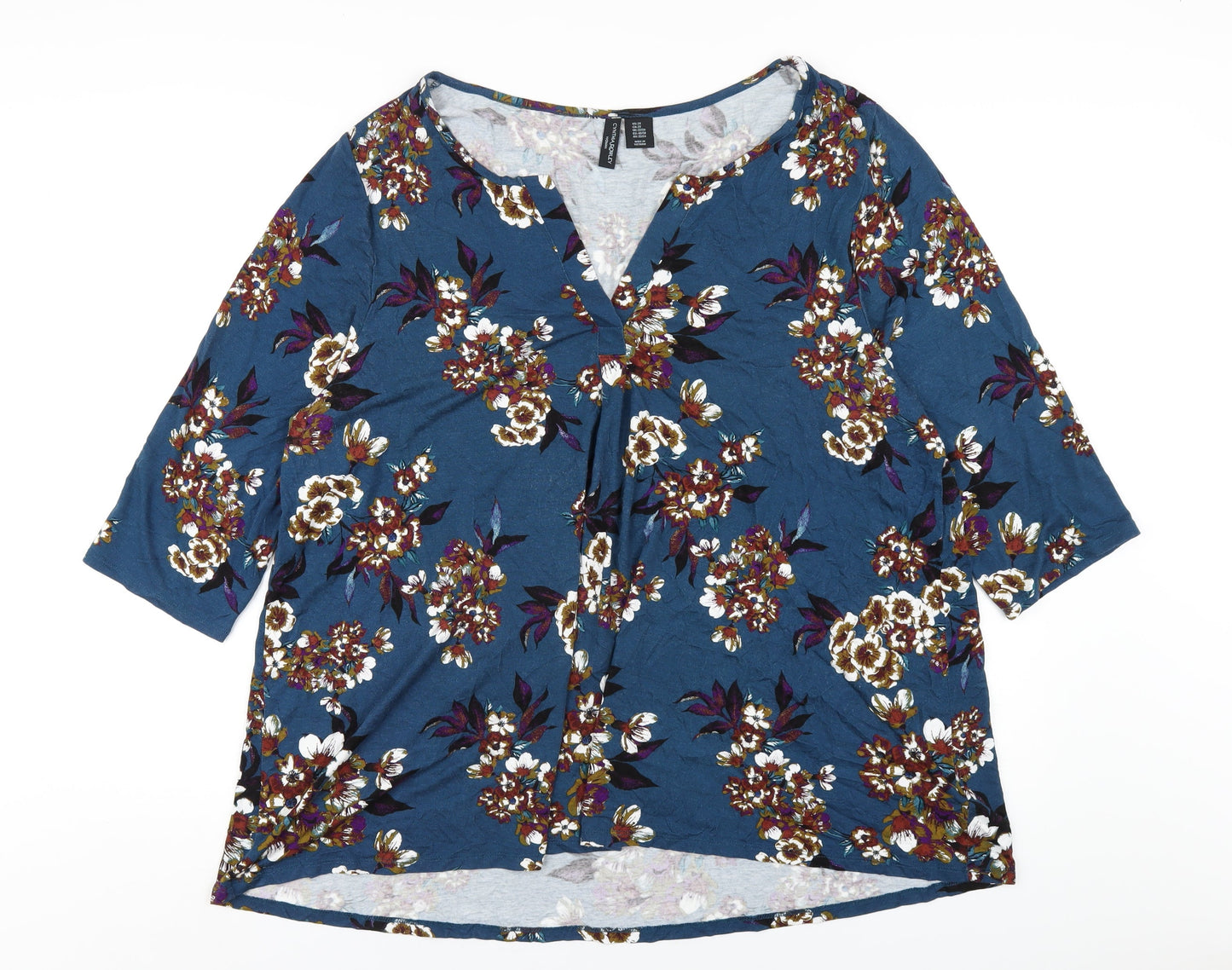 Womens UK Size 22 Cynthia Rowley Blue Basic T-Shirt