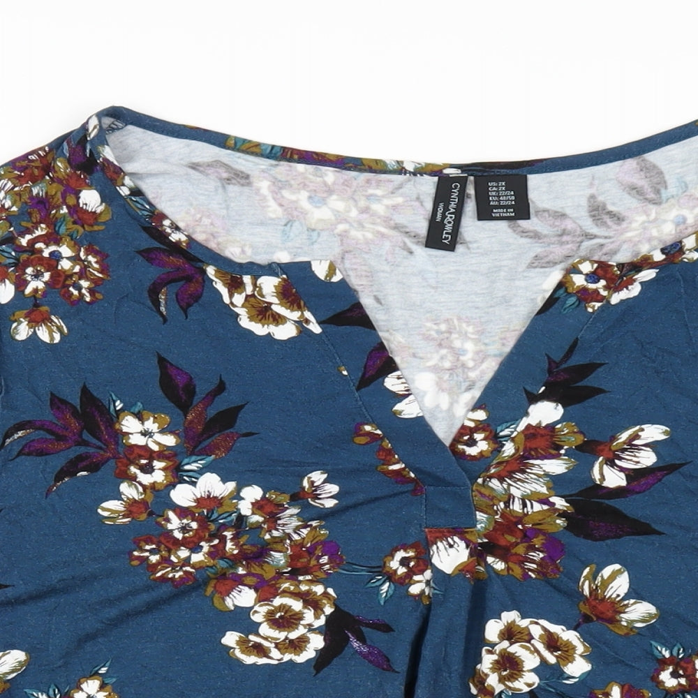 Womens UK Size 22 Cynthia Rowley Blue Basic T-Shirt