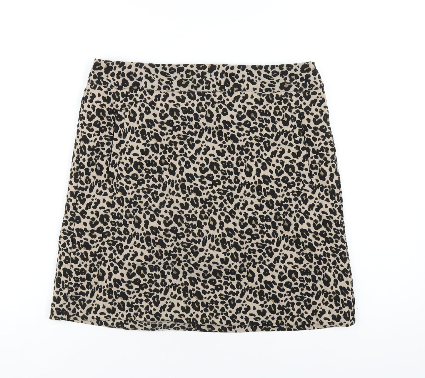 LOFT Womens Beige Animal Print Polyester A-Line Skirt Size 6 Zip - Leopard Print