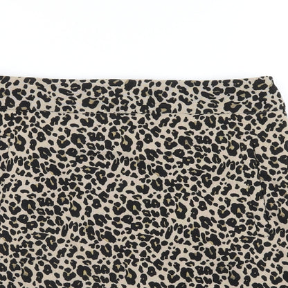 LOFT Womens Beige Animal Print Polyester A-Line Skirt Size 6 Zip - Leopard Print