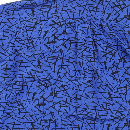 Albert Nipon Womens Blue Geometric Polyester Basic Blouse Size 16 V-Neck
