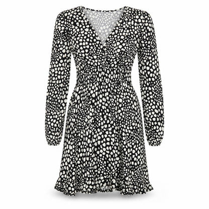 New Look Womens Black Geometric Viscose A-Line Size 10 V-Neck Pullover