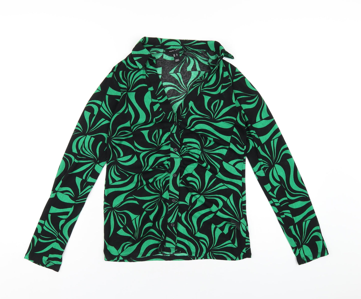 Womens UK Size 8 New Look Green Basic Button-Up