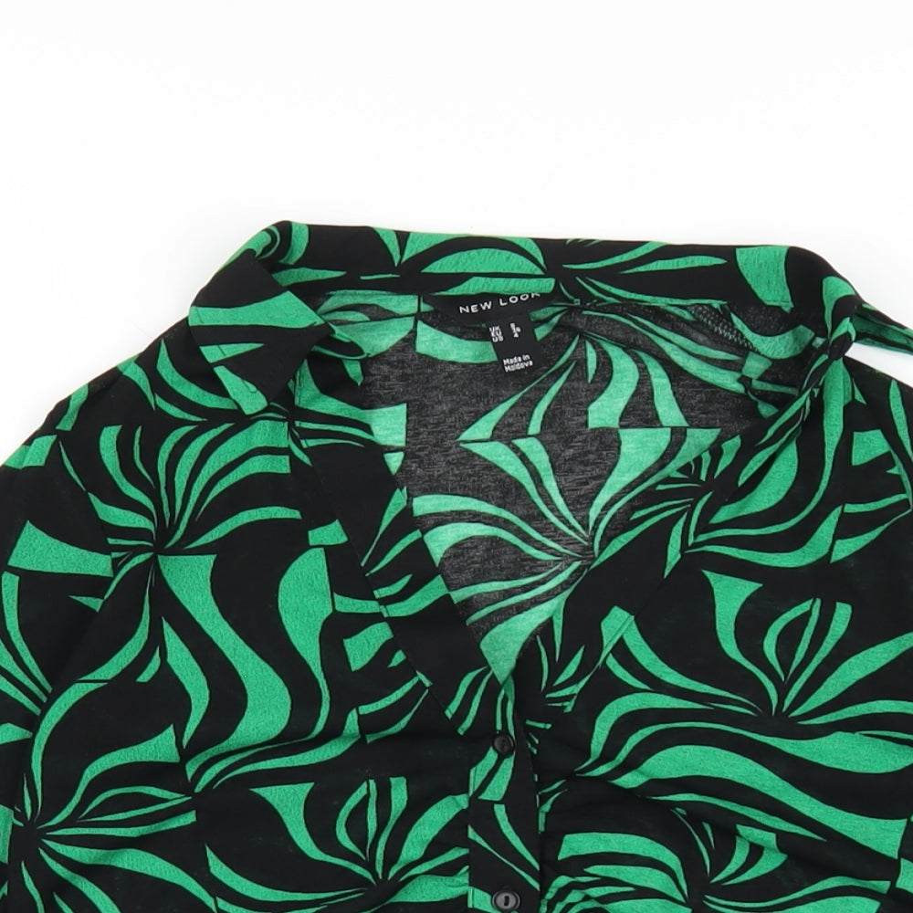 Womens UK Size 8 New Look Green Basic Button-Up