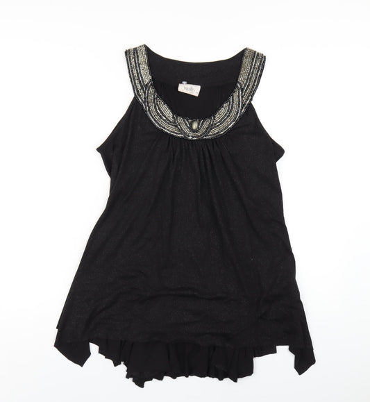 Womens UK Size M Wallis Black Basic T-Shirt
