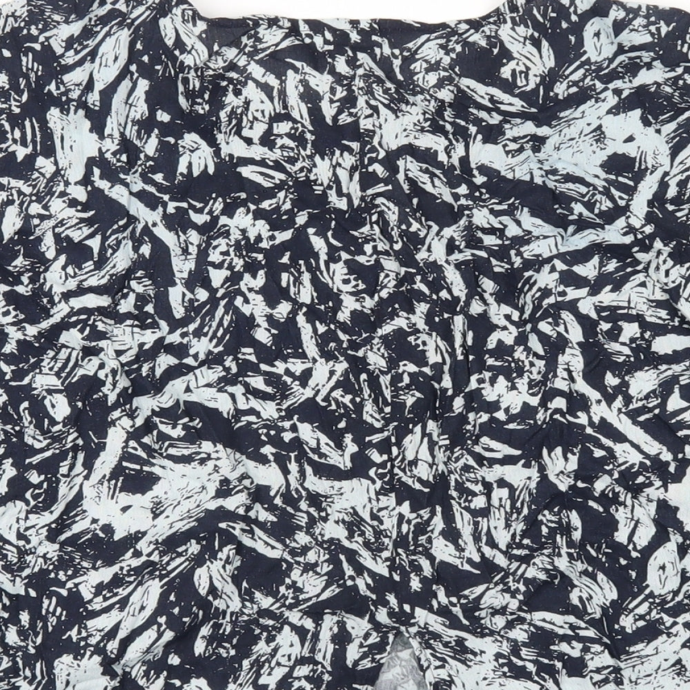 Noisy may Womens Blue Geometric Viscose Basic T-Shirt Size L Round Neck