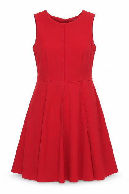 H&M Womens Red Polyester A-Line Size 10 Round Neck Zip
