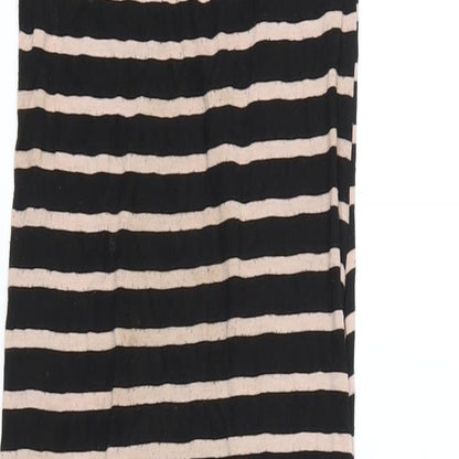 Dorothy Perkins Womens Black Striped Viscose Maxi Size 10 Scoop Neck Pullover