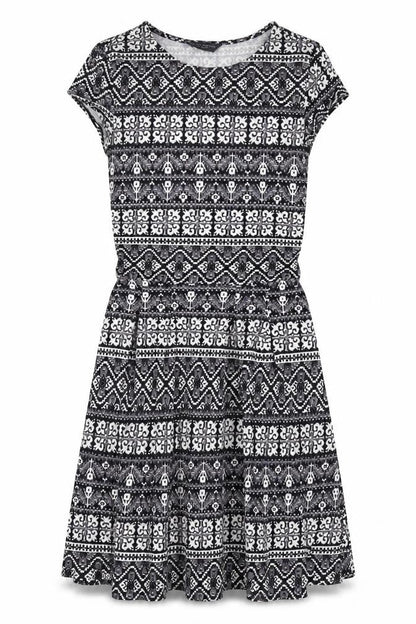 Dorothy Perkins Womens Black Geometric Cotton A-Line Size 10 Round Neck Pullover