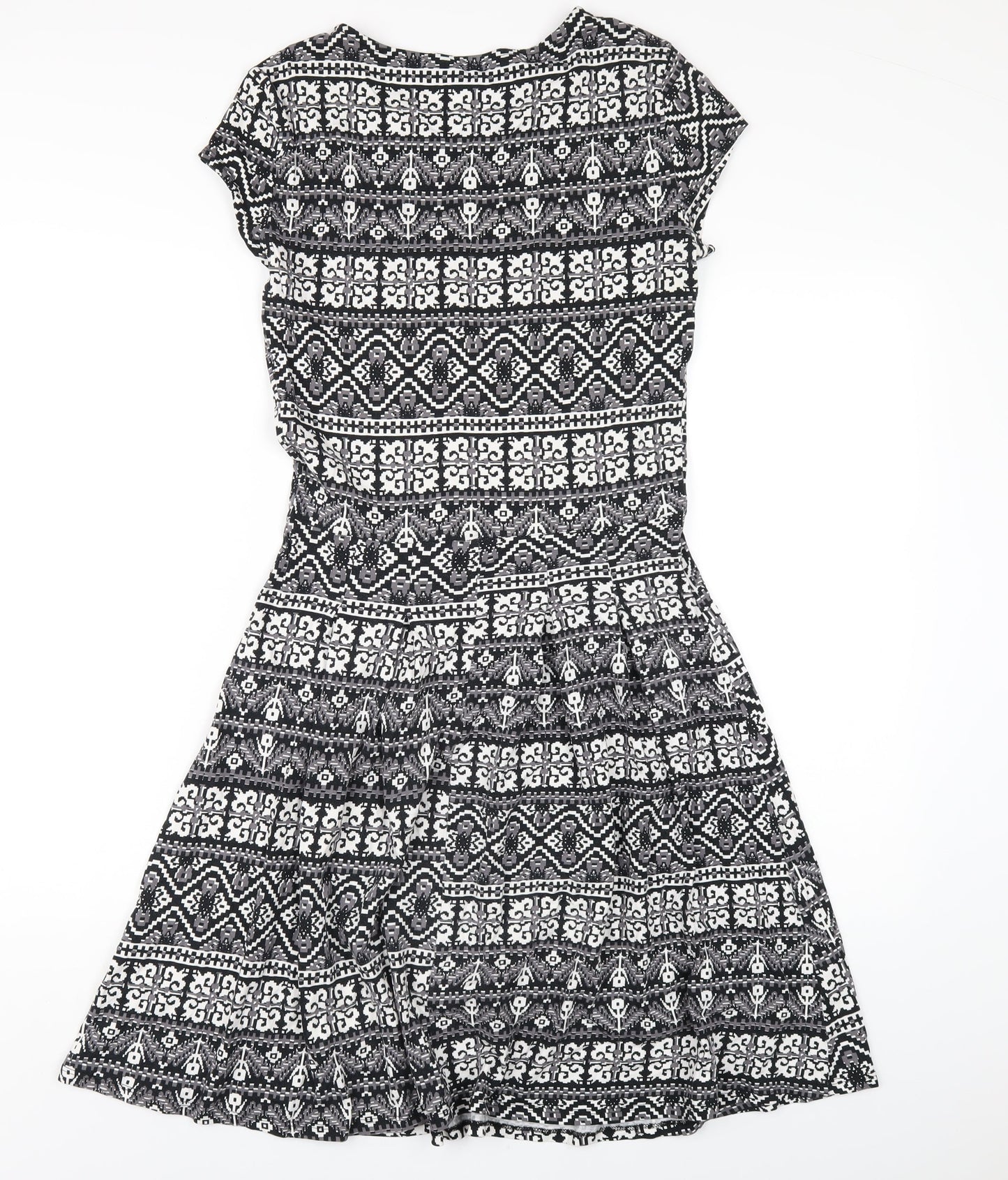 Dorothy Perkins Womens Black Geometric Cotton A-Line Size 10 Round Neck Pullover