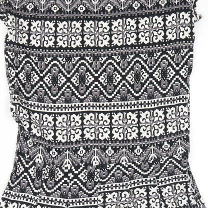 Dorothy Perkins Womens Black Geometric Cotton A-Line Size 10 Round Neck Pullover