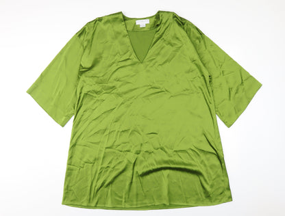 Never Fully Dressed Womens Green Polyethylene A-Line Size 6 V-Neck Pullover