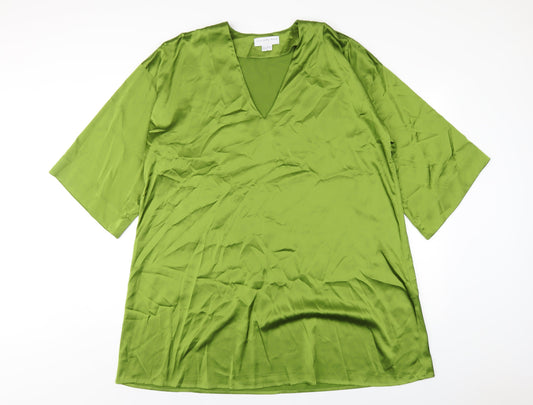 Never Fully Dressed Womens Green Polyethylene A-Line Size 6 V-Neck Pullover
