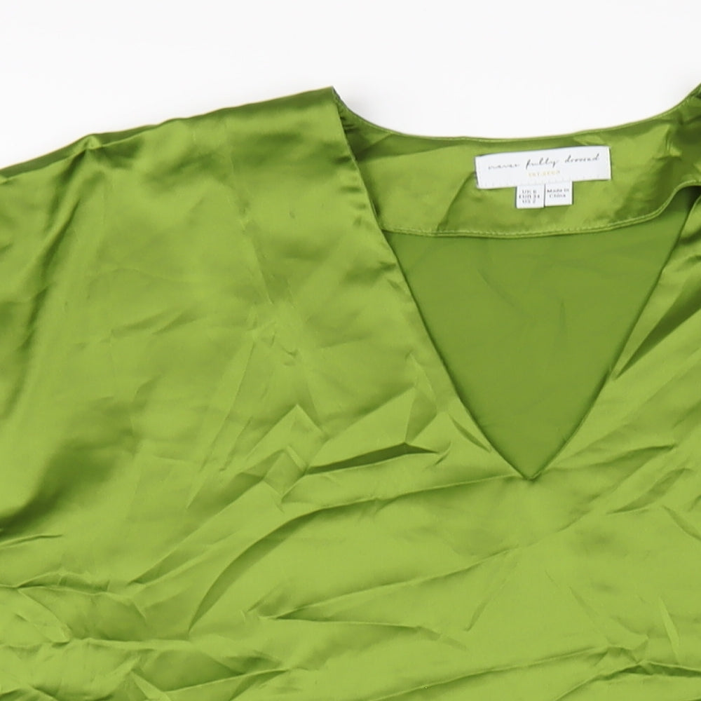 Never Fully Dressed Womens Green Polyethylene A-Line Size 6 V-Neck Pullover