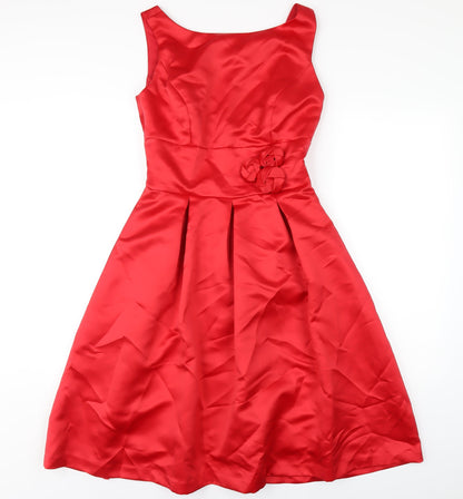 Vivian Diamond Womens Red Polyester A-Line Size 6 Scoop Neck Zip