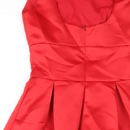 Vivian Diamond Womens Red Polyester A-Line Size 6 Scoop Neck Zip