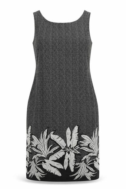 NEXT Womens Black Geometric Linen Tank Dress Size 10 Scoop Neck Pullover