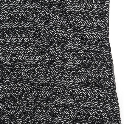 NEXT Womens Black Geometric Linen Tank Dress Size 10 Scoop Neck Pullover