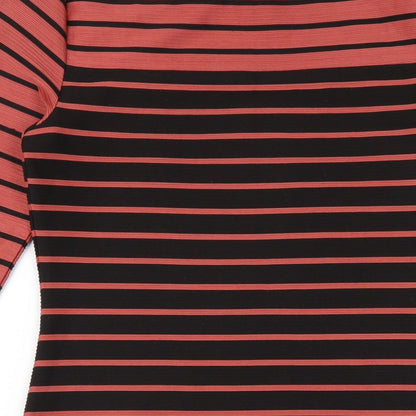 H&M Womens Black Striped Polyester Bodycon Size M Round Neck Pullover