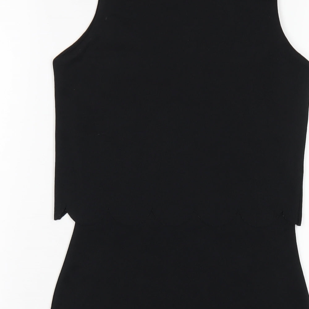 Boohoo Womens Black Polyester Bodycon Size 4 Round Neck Pullover