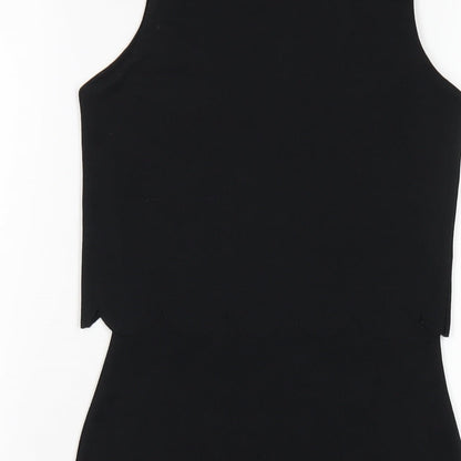 Boohoo Womens Black Polyester Bodycon Size 4 Round Neck Pullover