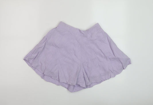 Jack Wills Womens Purple Cotton Basic Shorts Size 8 L3 in Regular Pull On