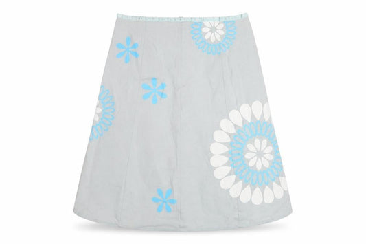 Jpoules Womens Blue Geometric Cotton A-Line Skirt Size M Zip