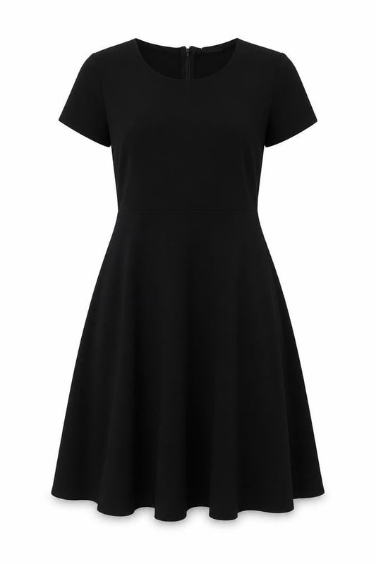 Unqio Womens Black Elastomultiester A-Line Size XS Round Neck Zip