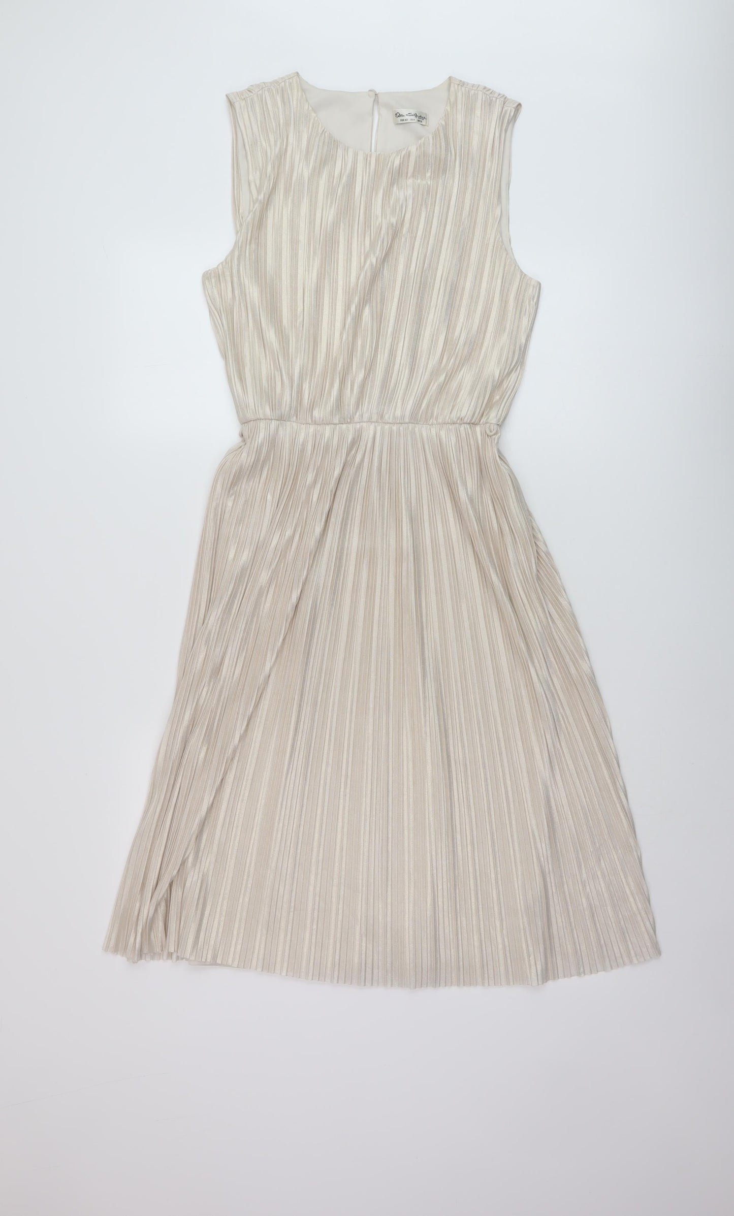 Miss Selfridge Womens Gold Polyester A-Line Size 12 Round Neck Button