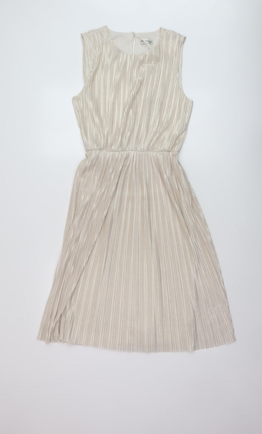 Miss Selfridge Womens Gold Polyester A-Line Size 12 Round Neck Button