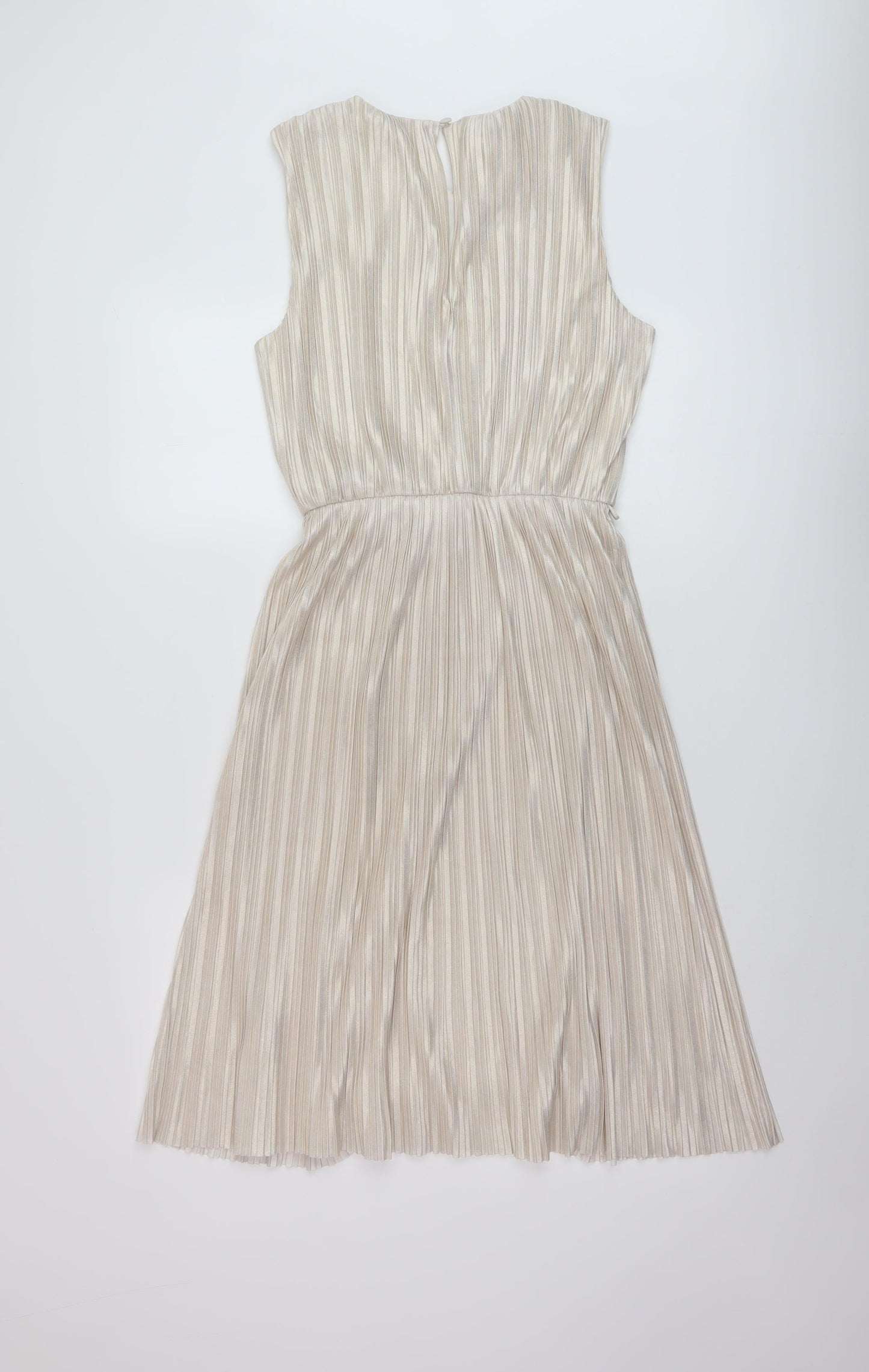 Miss Selfridge Womens Gold Polyester A-Line Size 12 Round Neck Button