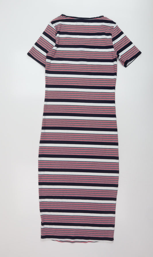 NEXT Womens Multicoloured Striped Polyester Bodycon Size 10 Round Neck Pullover