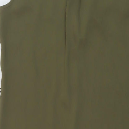 Adrienne Vittadini Womens Green Polyester Shirt Dress Size 10 Collared Button