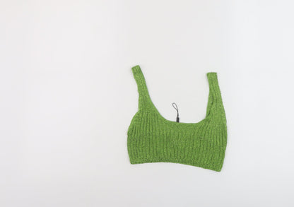 Sorelle Womens Green Viscose Cropped Tank Size 8 Square Neck