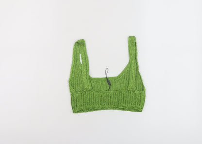 Sorelle Womens Green Viscose Cropped Tank Size 8 Square Neck