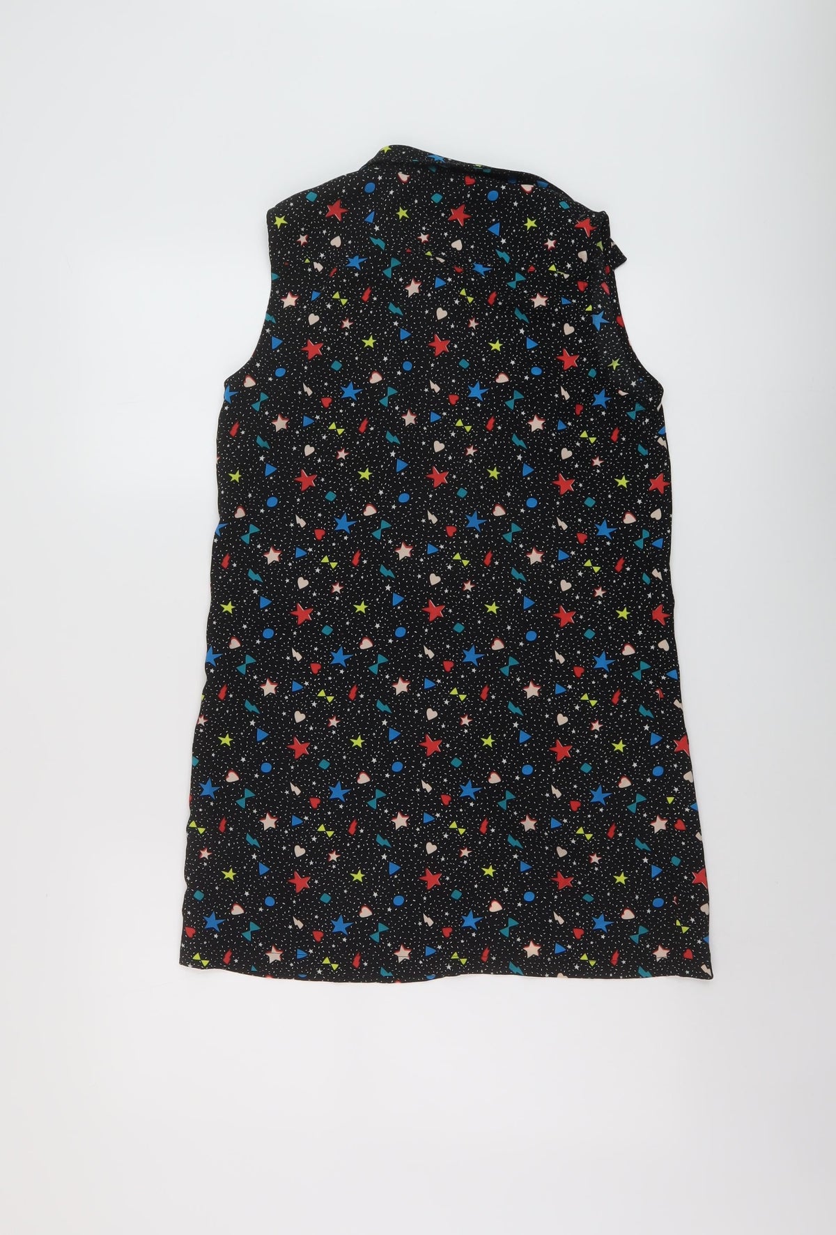 Back view of Marks & Spencer girls’ black geometric polyester basic blouse, size 13-14, years collared button