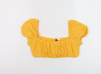 Womens UK Size M H&M Yellow Cropped Blouse