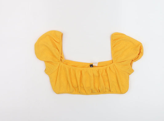 Womens UK Size M H&M Yellow Cropped Blouse