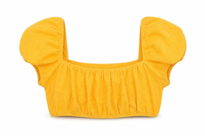 Womens UK Size M H&M Yellow Cropped Blouse