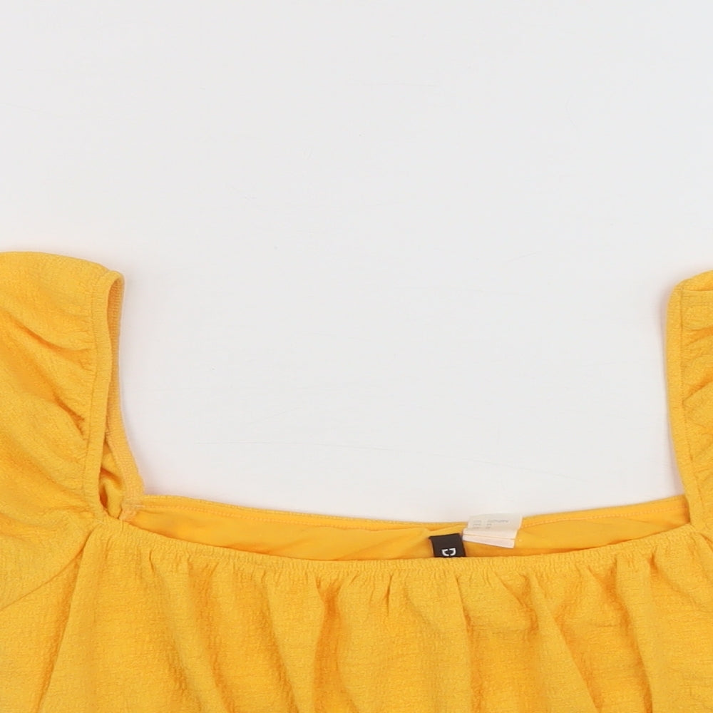 Womens UK Size M H&M Yellow Cropped Blouse