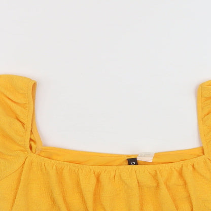 Womens UK Size M H&M Yellow Cropped Blouse