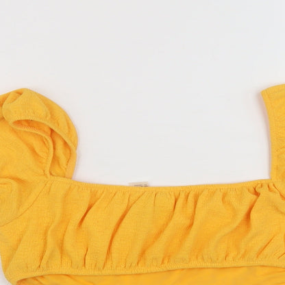 Womens UK Size M H&M Yellow Cropped Blouse