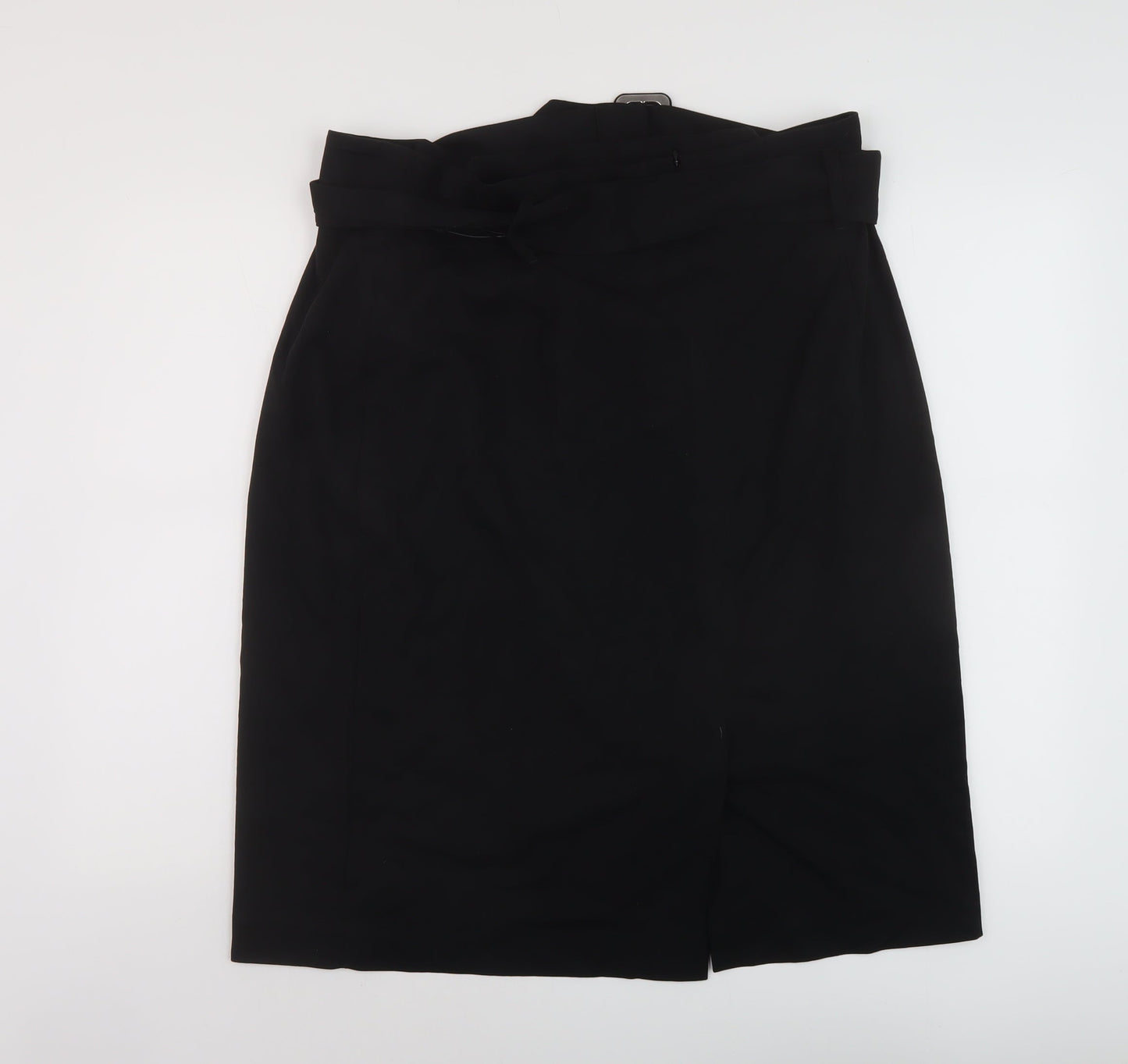 Marks and Spencer Womens Black Polyester Straight & Pencil Skirt Size 20 Zip