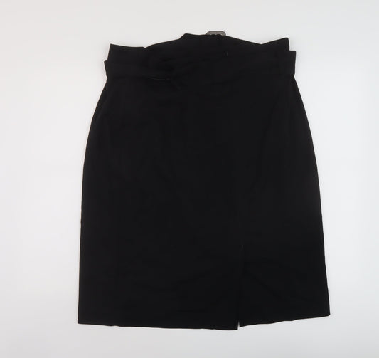 Marks and Spencer Womens Black Polyester Straight & Pencil Skirt Size 20 Zip