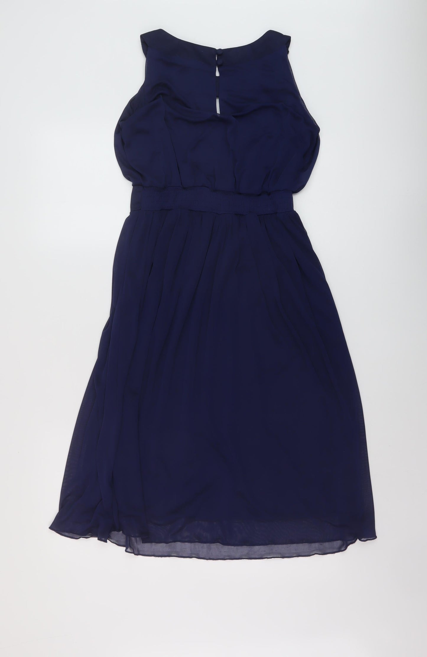 Dorothy Perkins Womens Blue Polyester A-Line Size 10 Round Neck Button