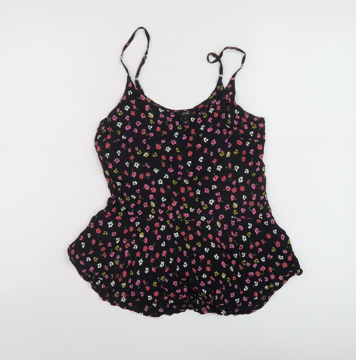 Womens UK Size 8 River Island Black Basic Tank