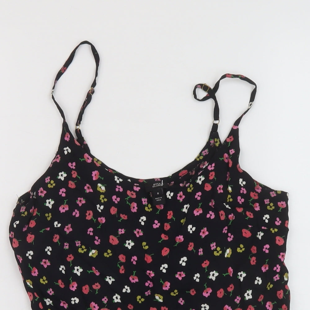 Womens UK Size 8 River Island Black Basic Tank