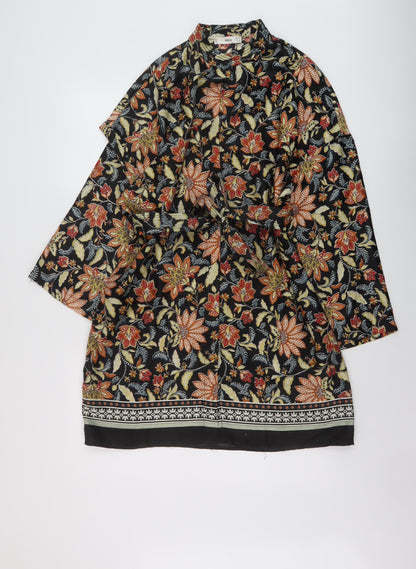 Mango Womens Multicoloured Geometric Polyester Shirt Dress Size M V-Neck Button